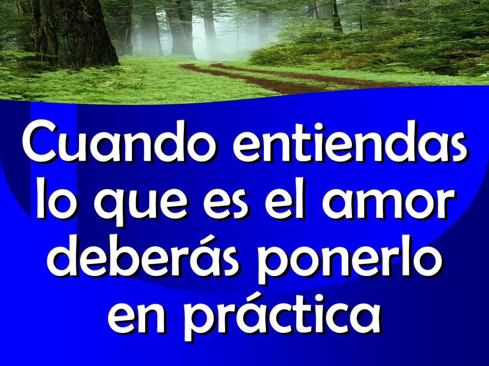 Cuando entiendas lo que es el amor deberás ponerlo en práctica
