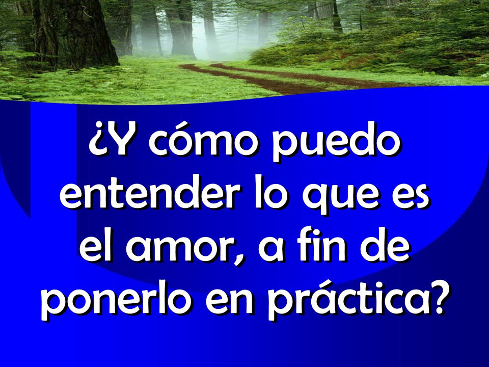 ¿Y cómo puedo entender lo que es el amor, a fin de ponerlo en práctica