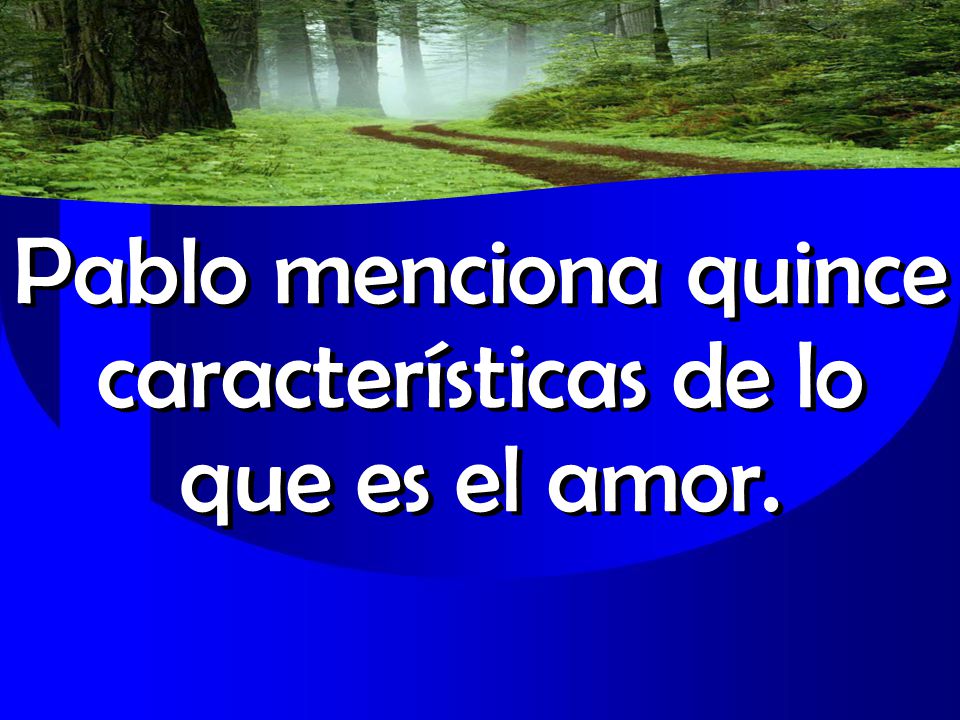 Pablo menciona quince características de lo que es el amor.