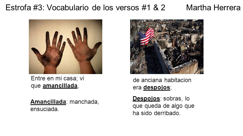 Estrofa #3: Vocabulario de los versos #1 & 2 Martha Herrera