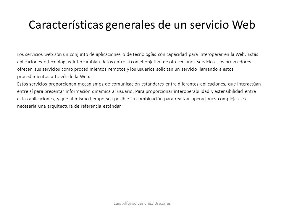 Características generales de un servicio Web