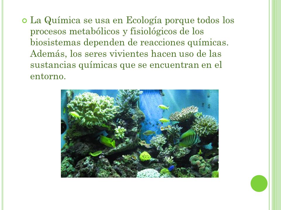 La Química se usa en Ecología porque todos los procesos metabólicos y fisiológicos de los biosistemas dependen de reacciones químicas.