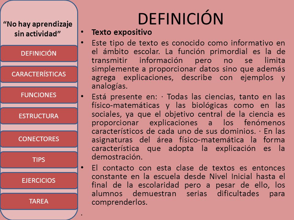 DEFINICIÓN Texto expositivo