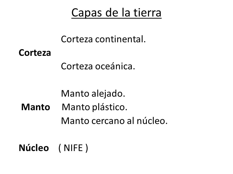 Capas de la tierra Corteza continental. Corteza Corteza oceánica.