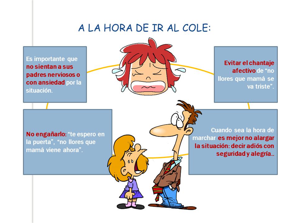 A LA HORA DE IR AL COLE: Es importante que no sientan a sus padres nerviosos o con ansiedad por la.