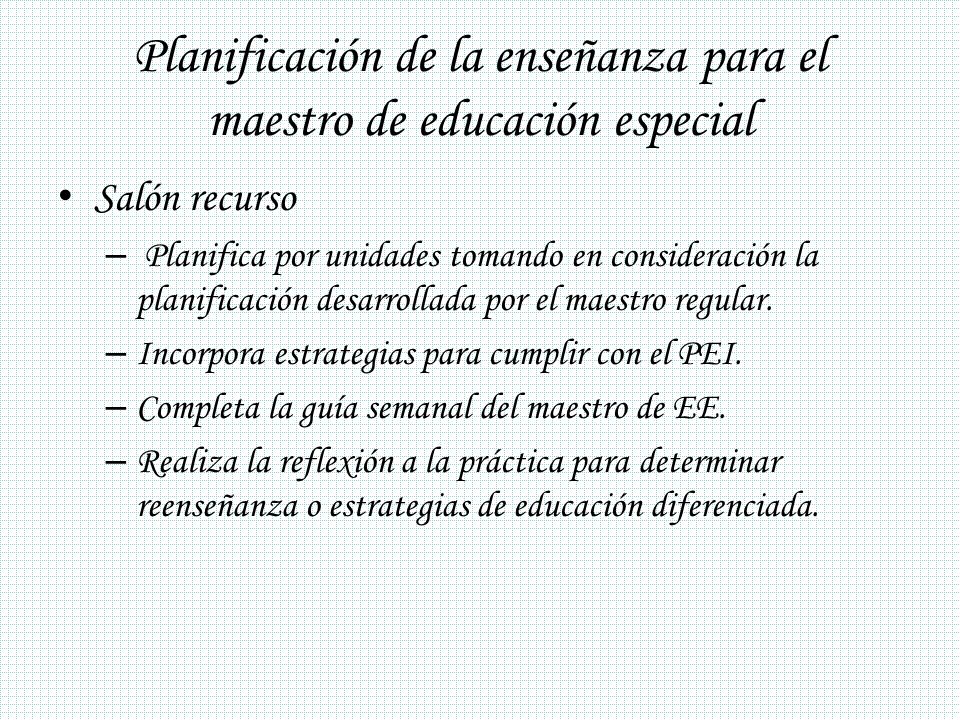 Planificación de la enseñanza para el maestro de educación especial