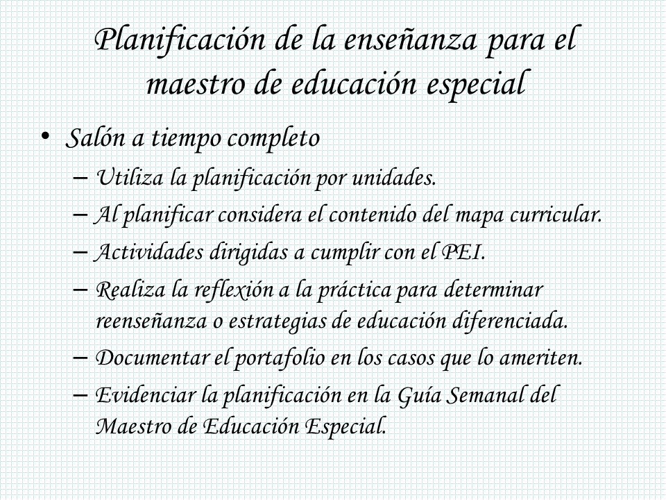 Planificación de la enseñanza para el maestro de educación especial