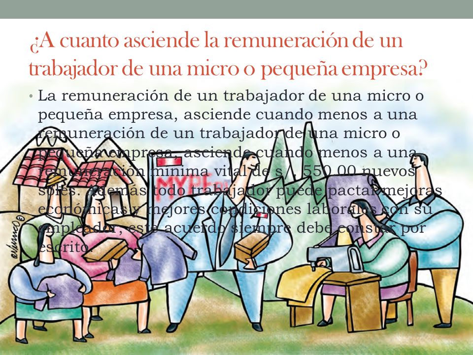 ¿A cuanto asciende la remuneración de un trabajador de una micro o pequeña empresa