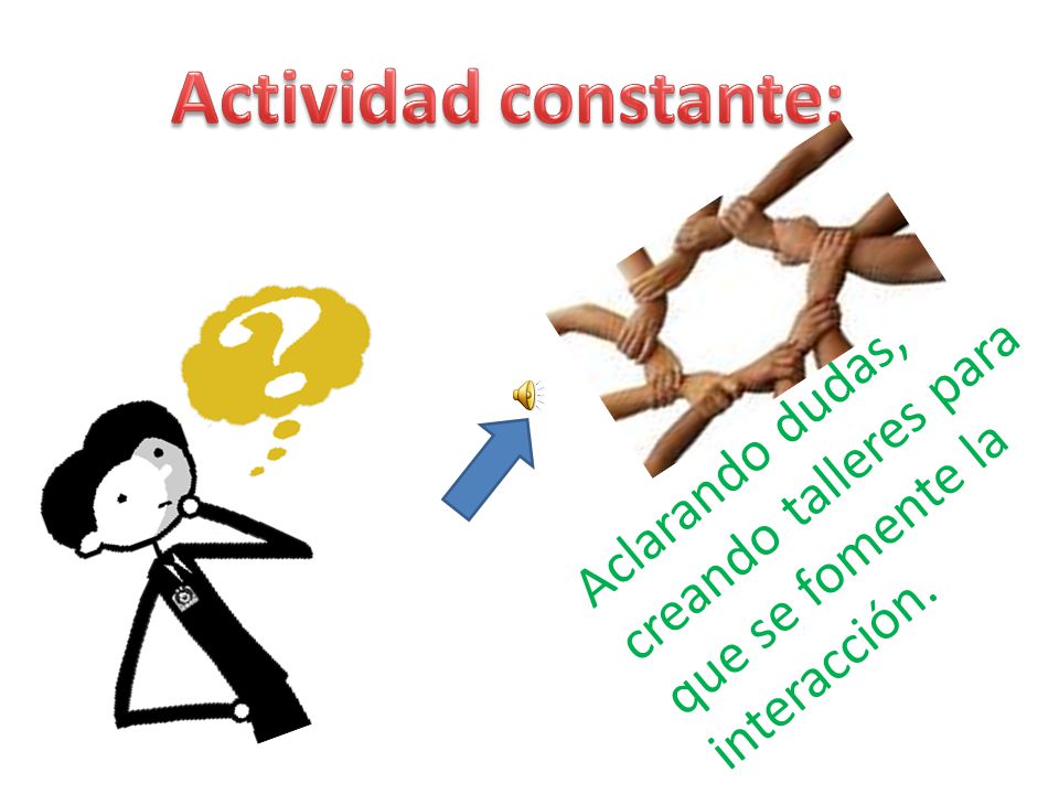 Actividad constante: Aclarando dudas, creando talleres para que se fomente la interacción.