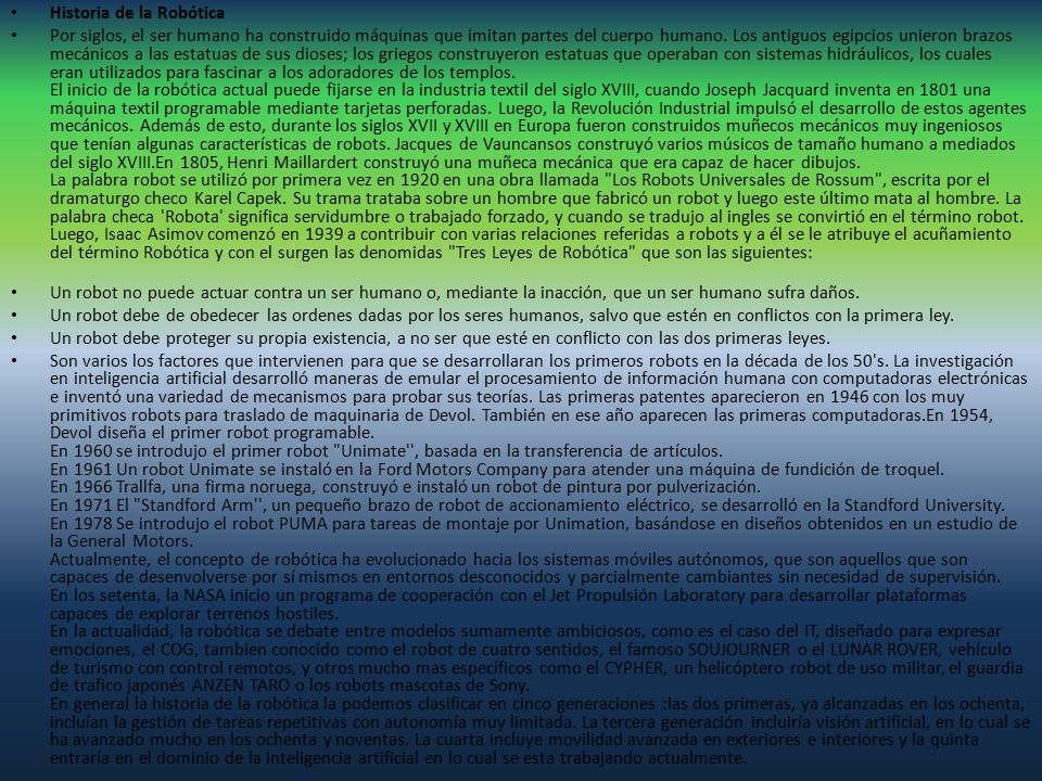 Historia de la Robótica