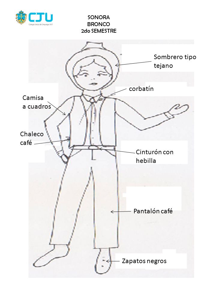 Sombrero tipo tejano corbatín Camisa a cuadros Chaleco café