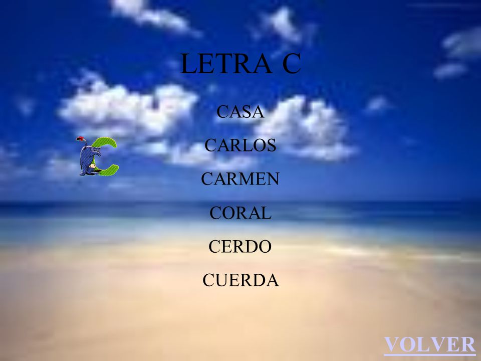 LETRA C CASA CARLOS CARMEN CORAL CERDO CUERDA VOLVER