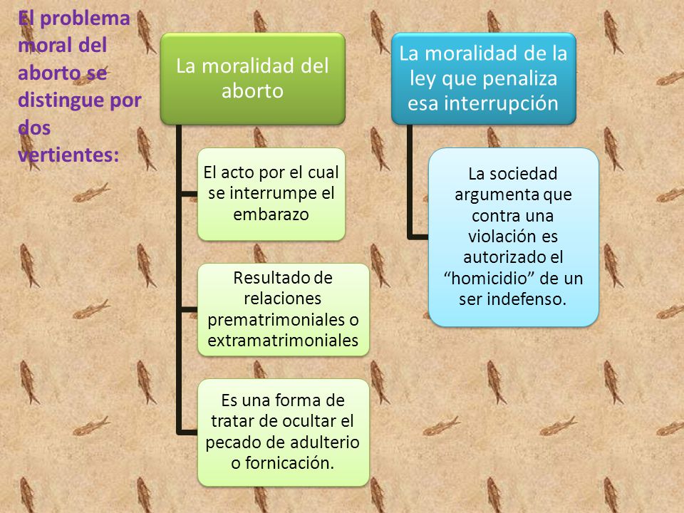 El problema moral del aborto se distingue por dos vertientes: