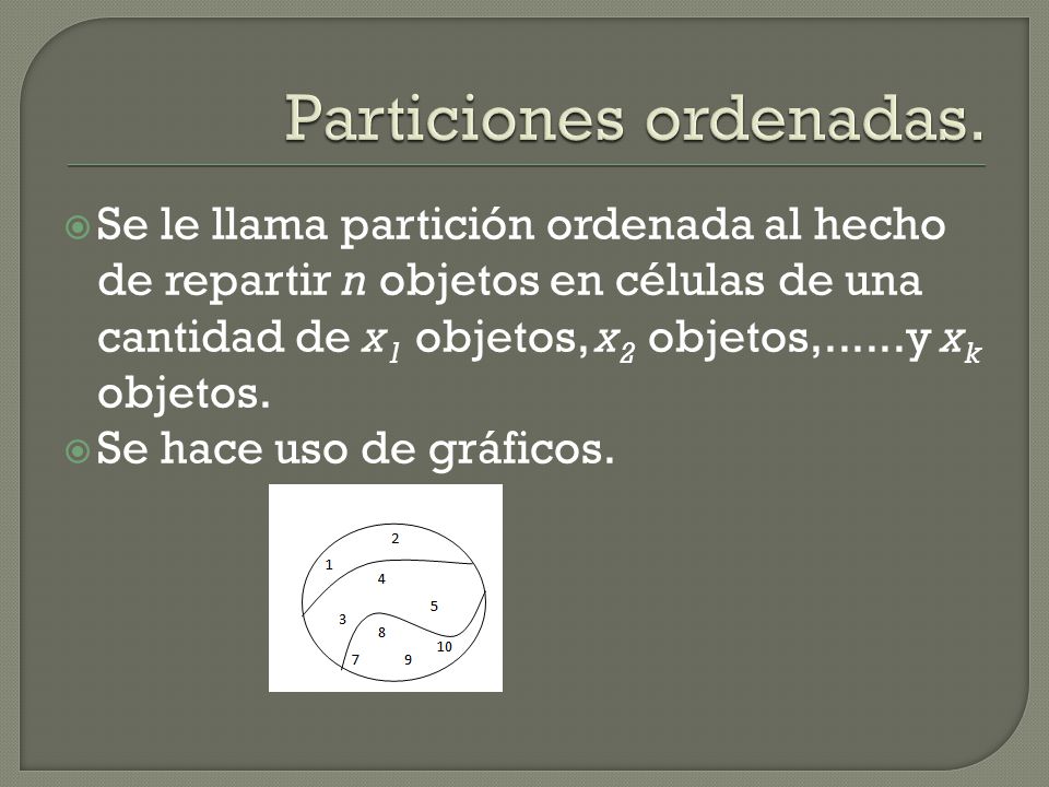 Particiones ordenadas.