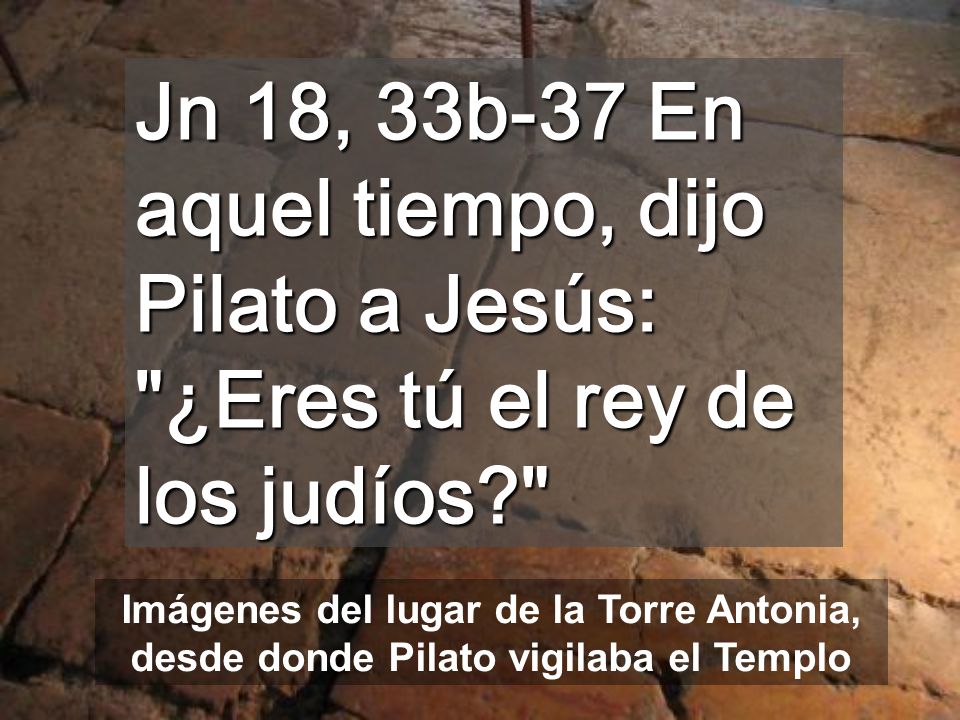 Jn 18, 33b-37 En aquel tiempo, dijo Pilato a Jesús: ¿Eres tú el rey de los judíos