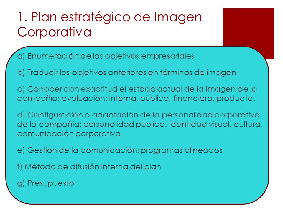 1. Plan estratégico de Imagen Corporativa