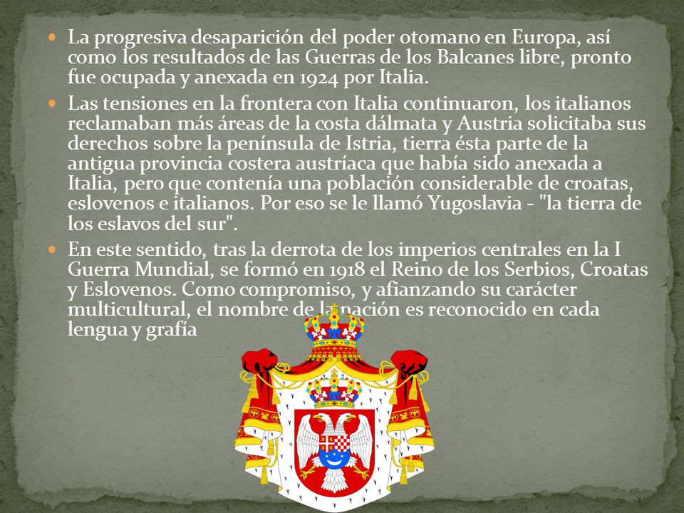 La progresiva desaparición del poder otomano en Europa, así como los resultados de las Guerras de los Balcanes libre, pronto fue ocupada y anexada en 1924 por Italia.