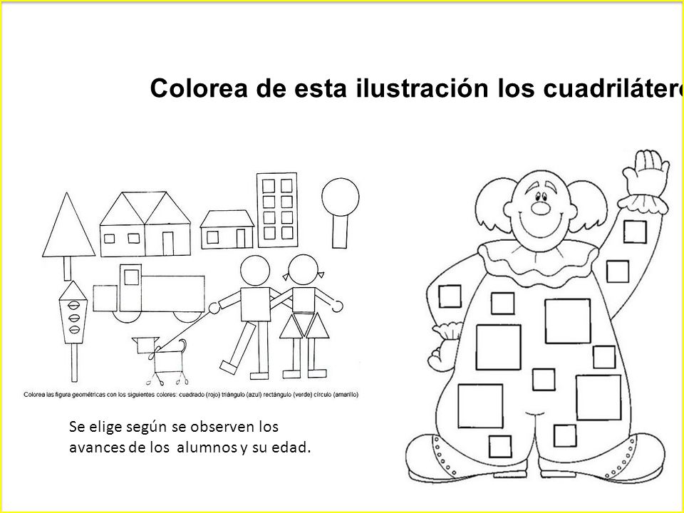 Colorea de esta ilustración los cuadriláteros.