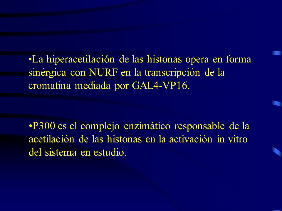 La hiperacetilación de las histonas opera en forma sinérgica con NURF en la transcripción de la cromatina mediada por GAL4-VP16.