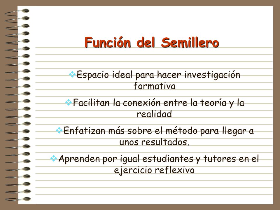 Función del Semillero Espacio ideal para hacer investigación formativa