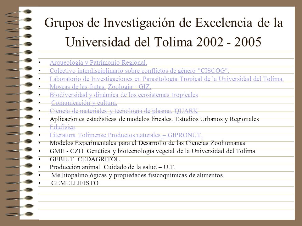 Grupos de Investigación de Excelencia de la Universidad del Tolima
