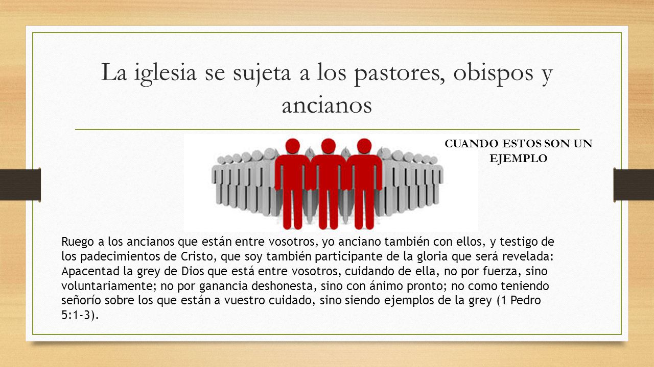 La iglesia se sujeta a los pastores, obispos y ancianos