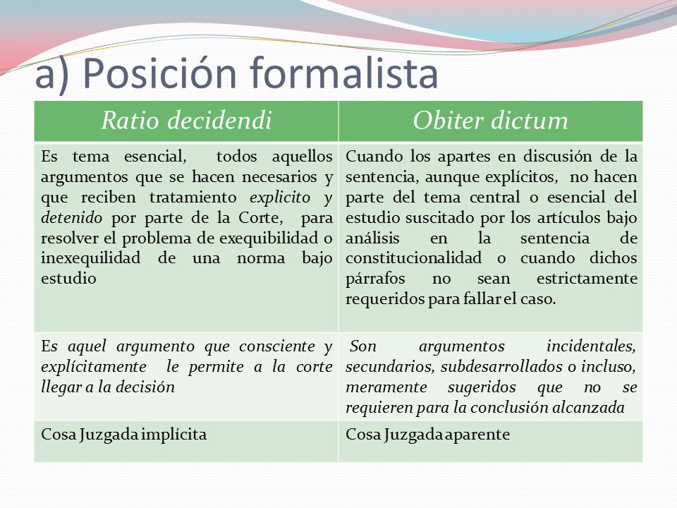 a) Posición formalista