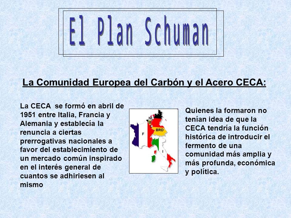 El Plan Schuman La Comunidad Europea del Carbón y el Acero CECA: