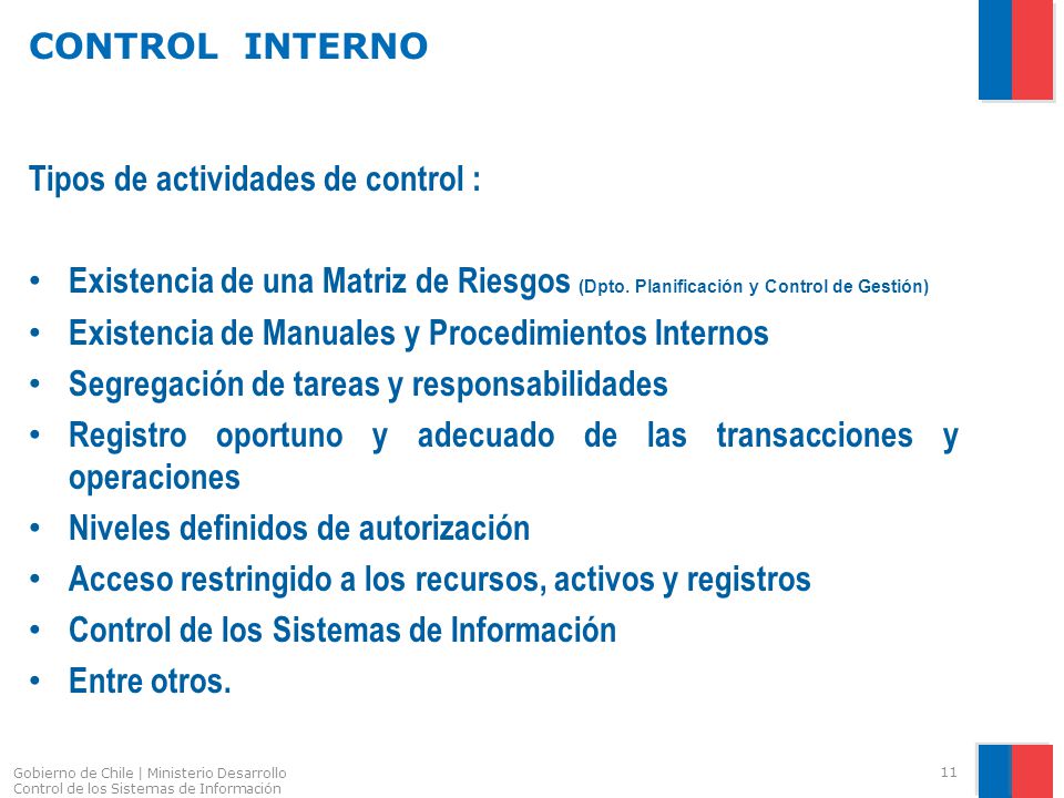 Tipos de actividades de control :