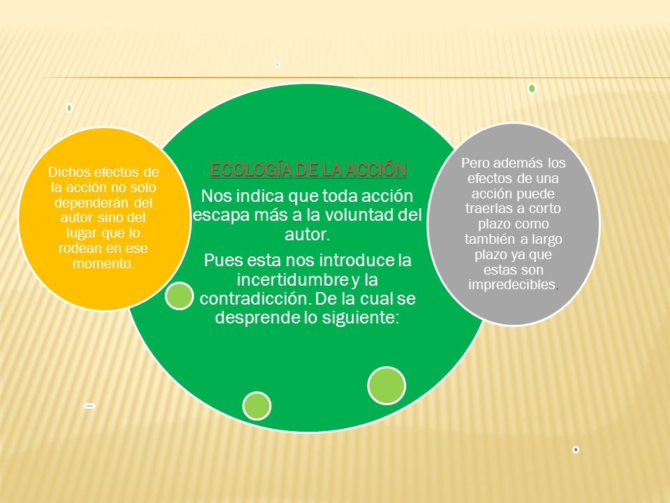 Nos indica que toda acción escapa más a la voluntad del autor.