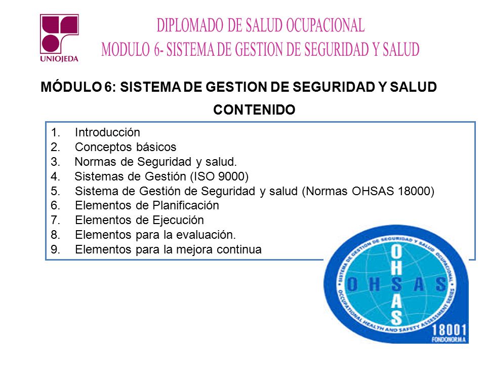 MÓDULO 6: SISTEMA DE GESTION DE SEGURIDAD Y SALUD