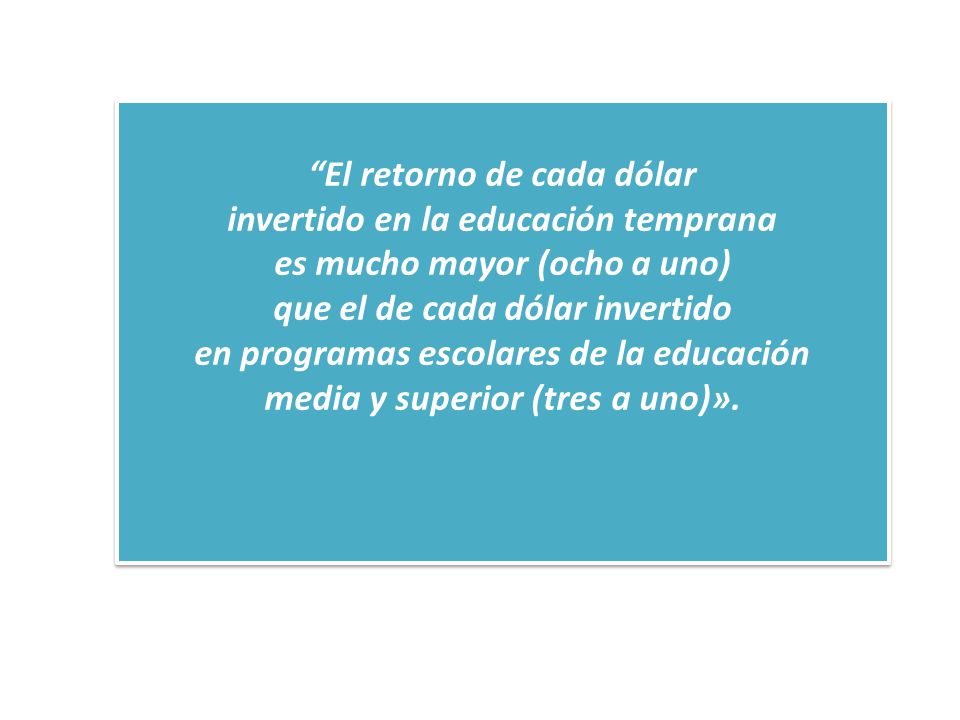 El retorno de cada dólar invertido en la educación temprana