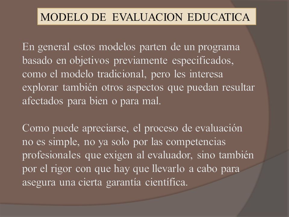 MODELO DE EVALUACION EDUCATICA