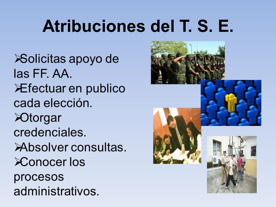 Atribuciones del T. S. E. Solicitas apoyo de las FF. AA.