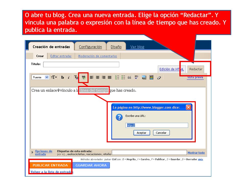 O abre tu blog. Crea una nueva entrada. Elige la opción Redactar