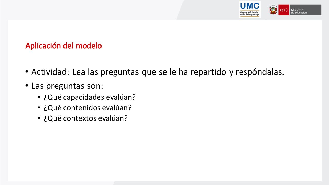 Actividad: Lea las preguntas que se le ha repartido y respóndalas.
