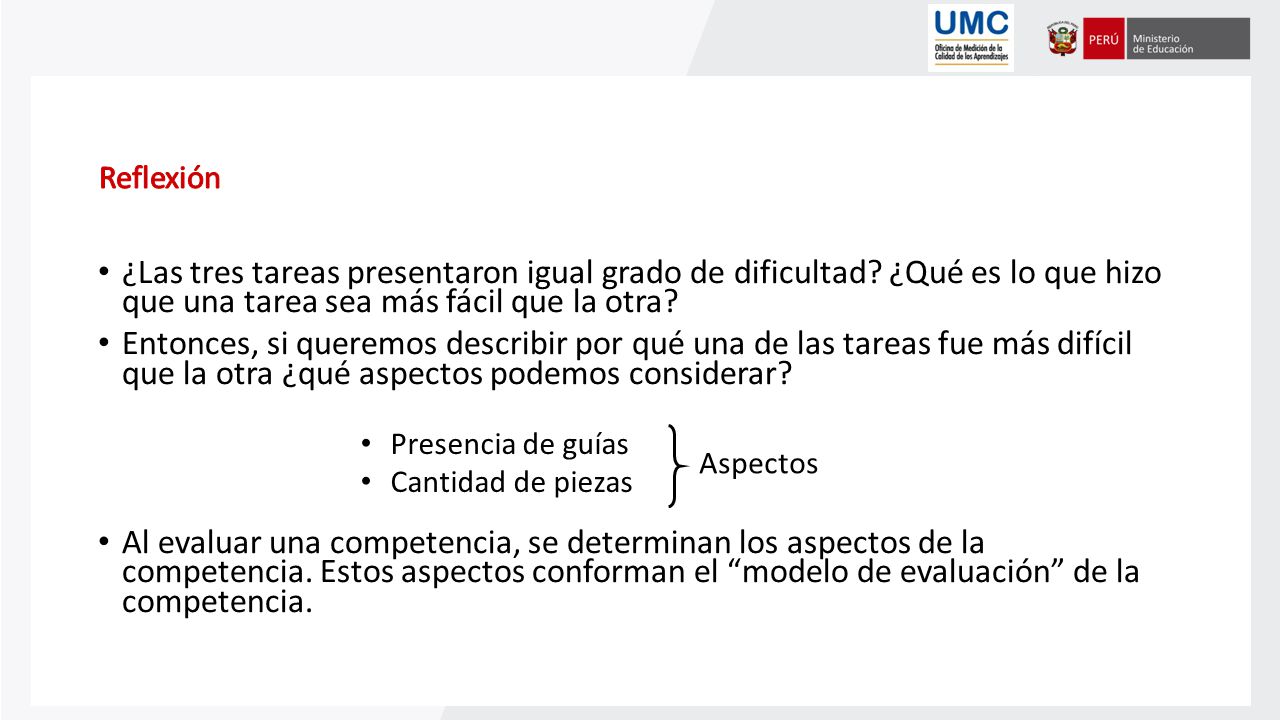 Reflexión ¿Las tres tareas presentaron igual grado de dificultad ¿Qué es lo que hizo que una tarea sea más fácil que la otra