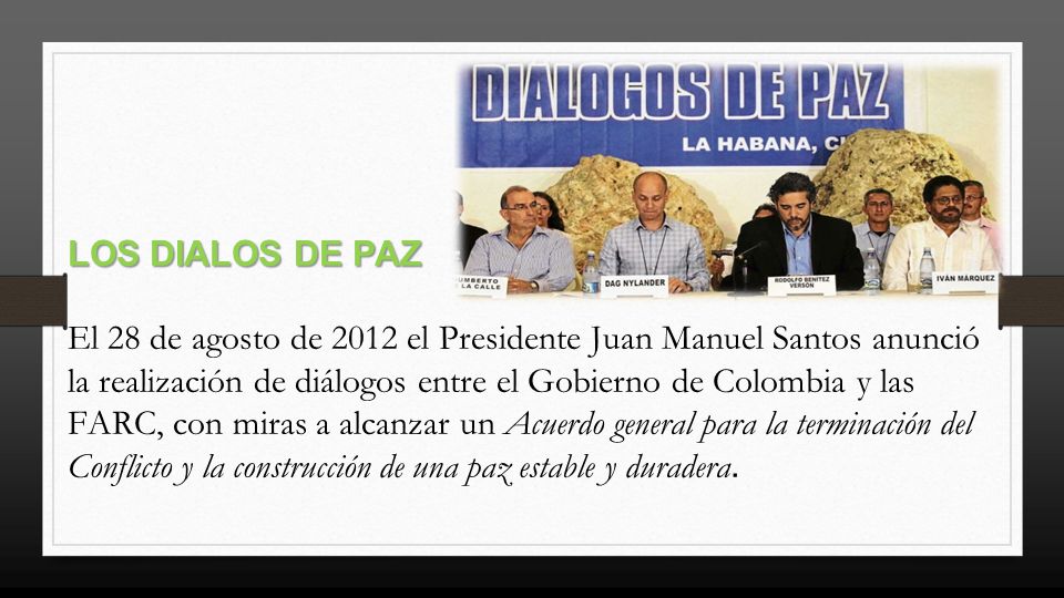 La agenda preliminar para llegar a un acuerdo entre el Gobierno de Colombia y las FARC incluye 6 asuntos principales: