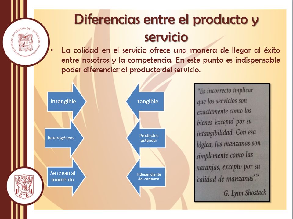 Diferencias entre el producto y servicio