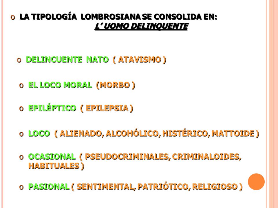 LA TIPOLOGÍA LOMBROSIANA SE CONSOLIDA EN: