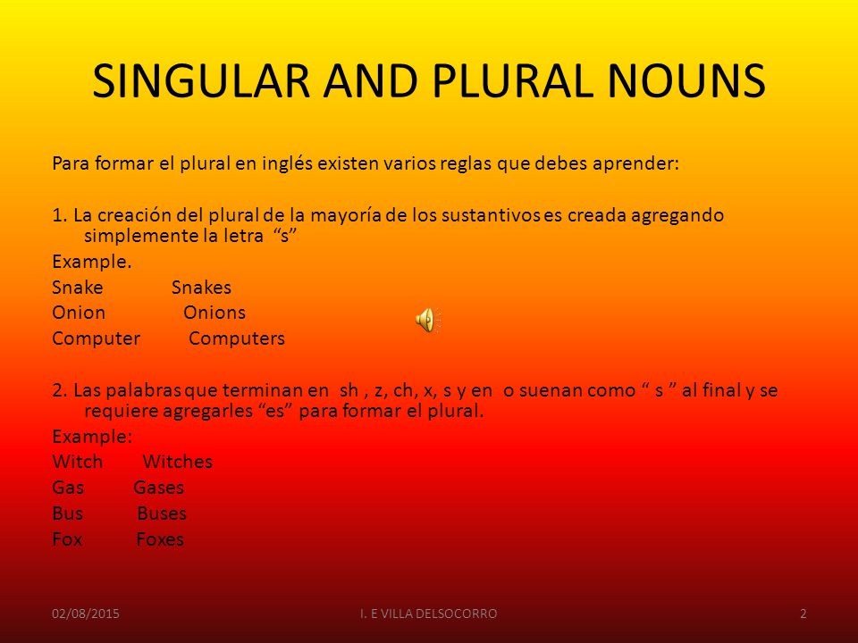 SINGULAR AND PLURAL NOUNS
