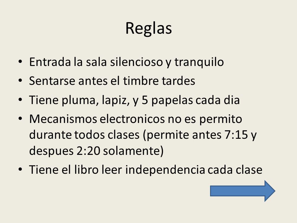 Reglas Entrada la sala silencioso y tranquilo