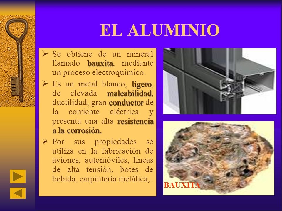 EL ALUMINIO Se obtiene de un mineral llamado bauxita, mediante un proceso electroquímico.