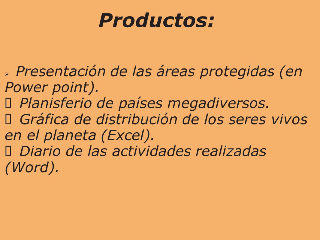Productos: Ø Planisferio de países megadiversos.