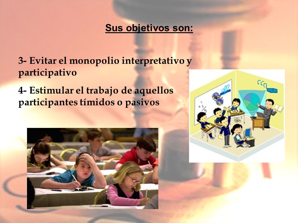 Sus objetivos son: 3- Evitar el monopolio interpretativo y participativo.