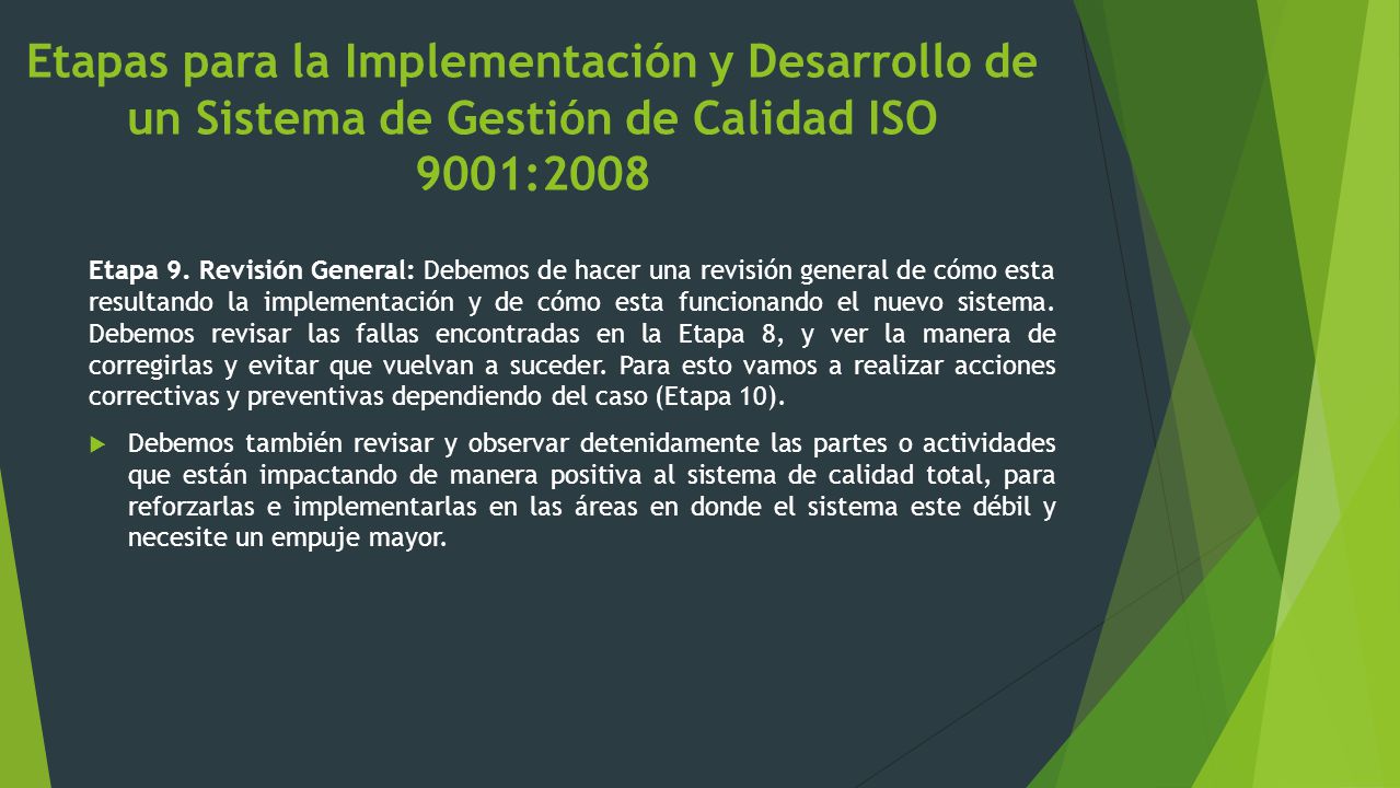 Etapas para la Implementación y Desarrollo de un Sistema de Gestión de Calidad ISO 9001:2008
