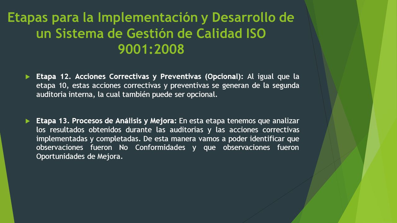 Etapas para la Implementación y Desarrollo de un Sistema de Gestión de Calidad ISO 9001:2008