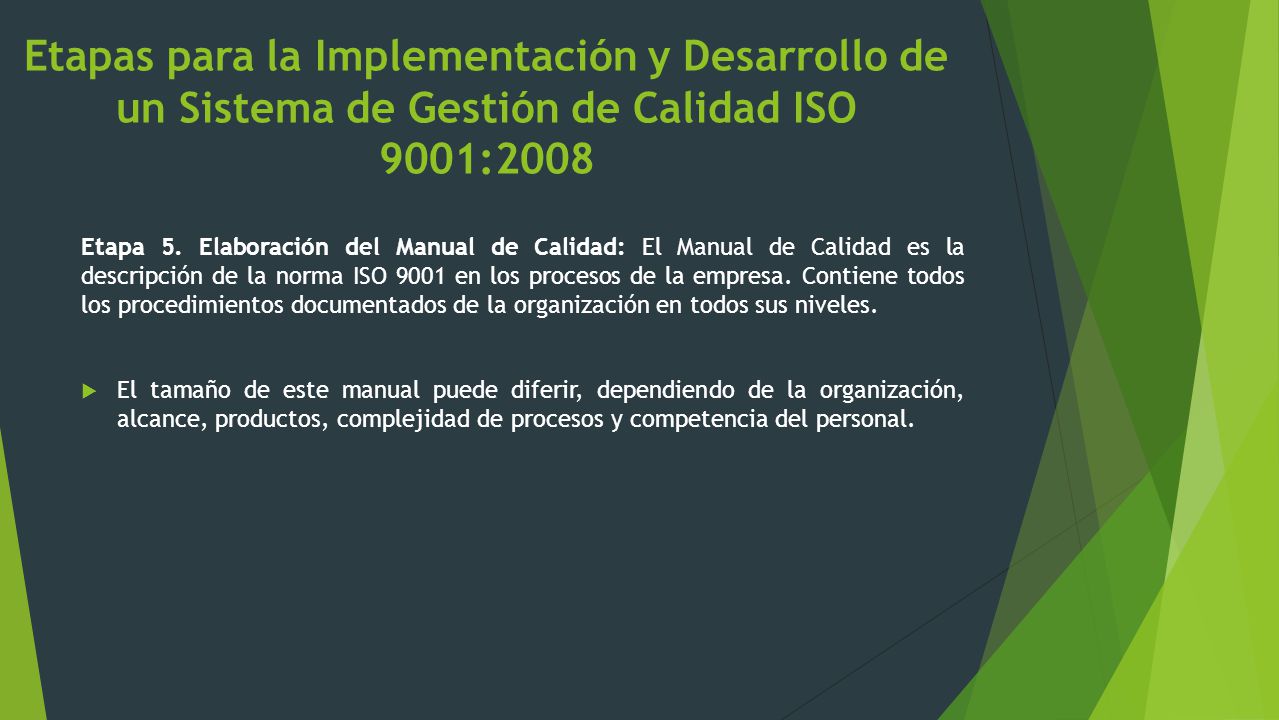 Etapas para la Implementación y Desarrollo de un Sistema de Gestión de Calidad ISO 9001:2008