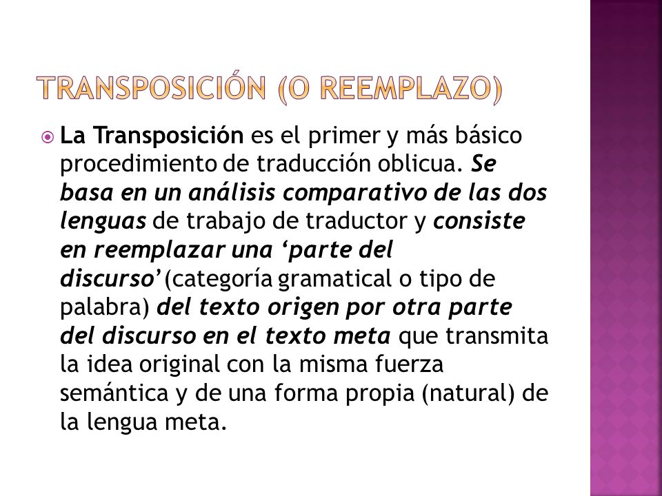 Transposición (o reemplazo)