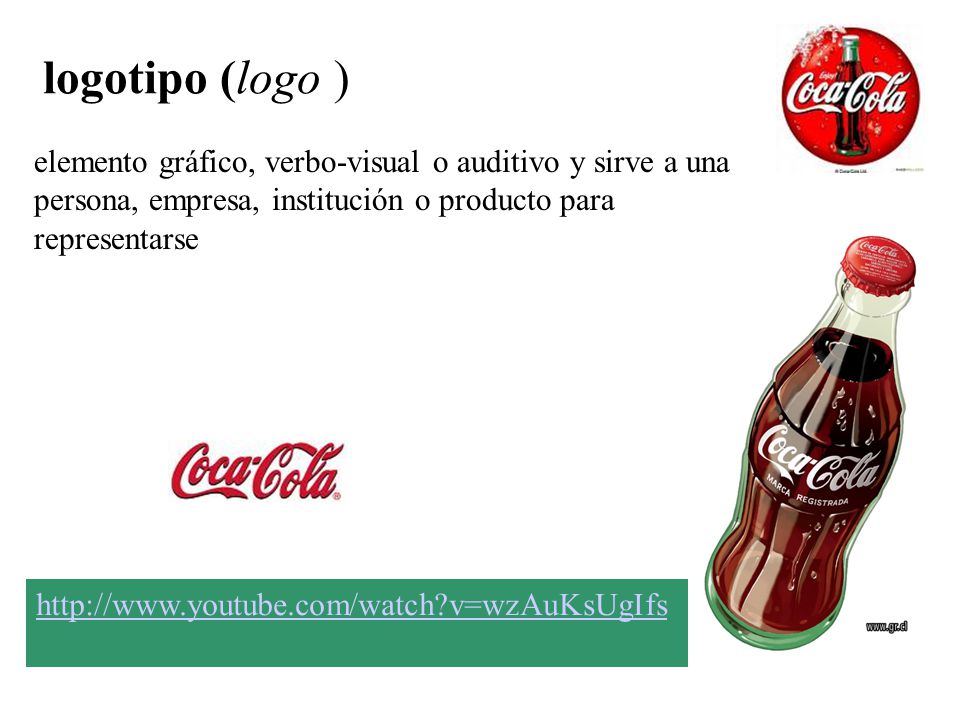 logotipo (logo ) elemento gráfico, verbo-visual o auditivo y sirve a una persona, empresa, institución o producto para representarse.